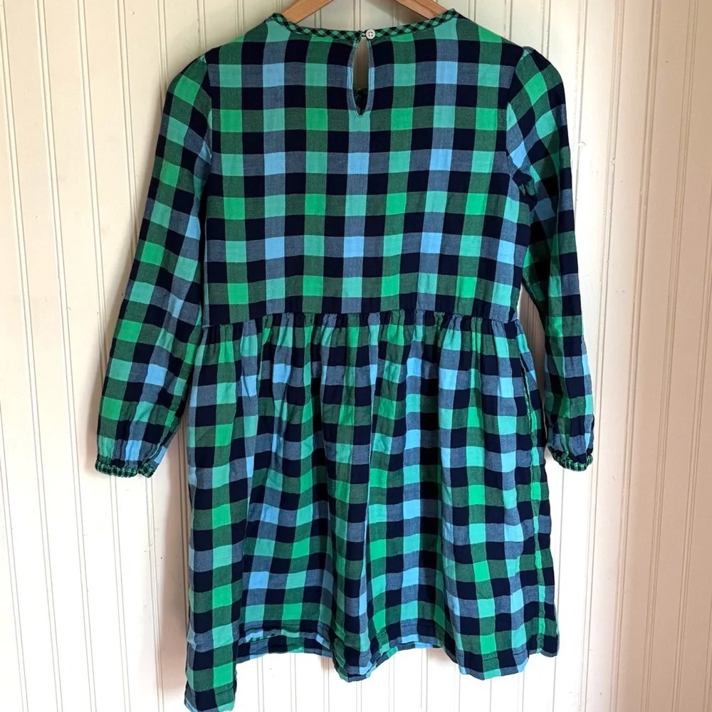 Primary Green Plaid Flannel Long Sleeve Dress, Size 12 - Picture 5 of 5